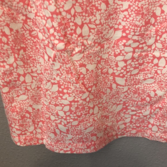 Lands Ends Blouse Women's 2x Pink white floral cotton spandex shirt Cottagecore - Picture 9 of 13